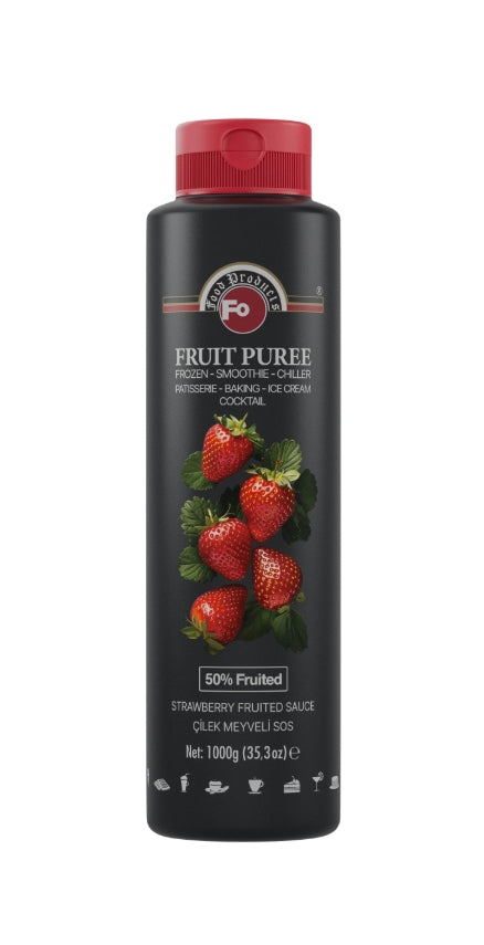 Fo Strawberry Fruit Puree 1kg - Pack of 6 - Aytac Foods Wholesale