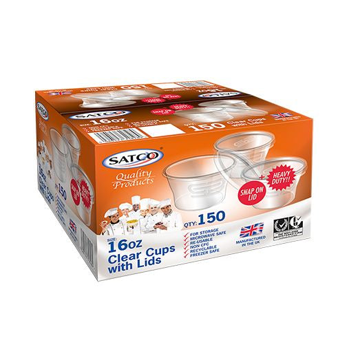 Satco Plastic Micro 16Oz Pots With Lids (6x25PCS) - Aytac Foods Wholesale