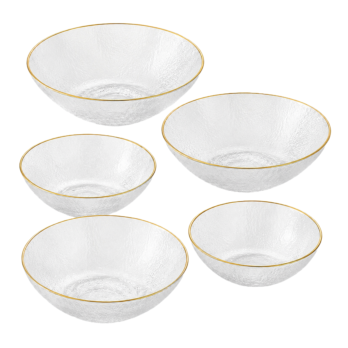 Fecra Jasmin Glass Set Of 6 Dessert/Salad Bowls 17Cm Clear Gold