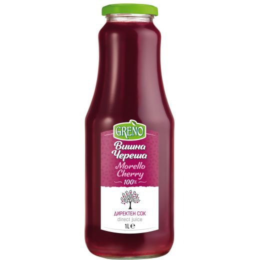 Greno-Morello Cherry 100% NFC Juice 1L Glass Bottle (6-Pack)