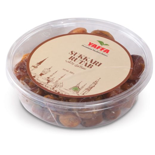 Yaffa Madina Sukkari Rutab Dates (Container) (Frozen) , 500GR - Aytac Foods Wholesale