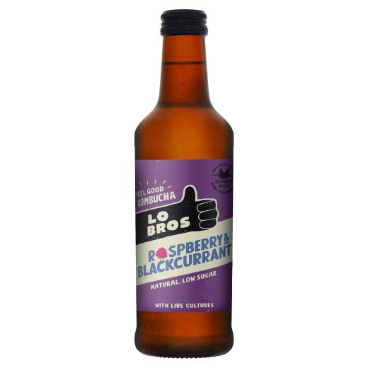 Lo Bros Kombucha Raspberry & Blackcurrant (330ML) x 12 - Aytac Foods Wholesale