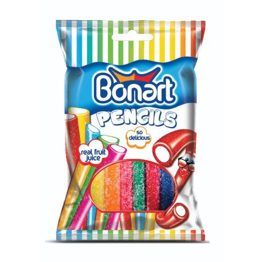 Jm Bonart Licorice Pencils Filled Stick Candy 90Gr (90GR) x 12 - Aytac Foods Wholesale