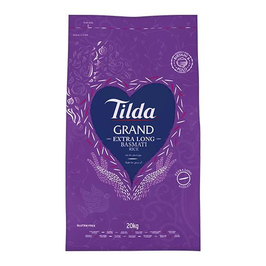 Tilda Grand Extra Long Basmati Rice (1x20KG) - Aytac Foods Wholesale