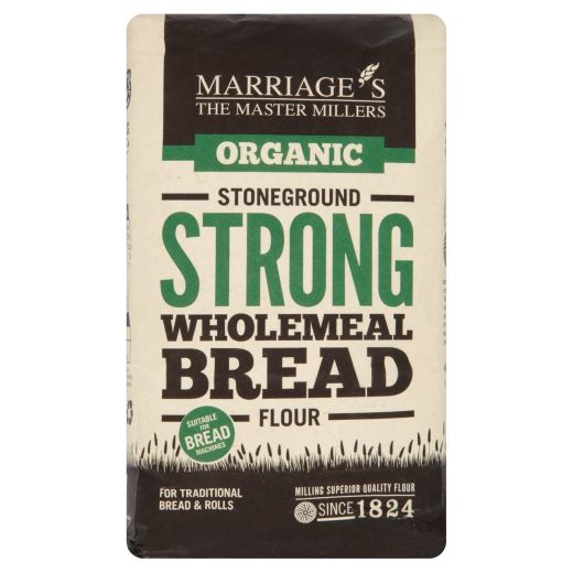 Whm Marriage'S Organic Strong Stoneground Wholemeal Bread Flour (1KG) x 6 - Aytac Foods Wholesale