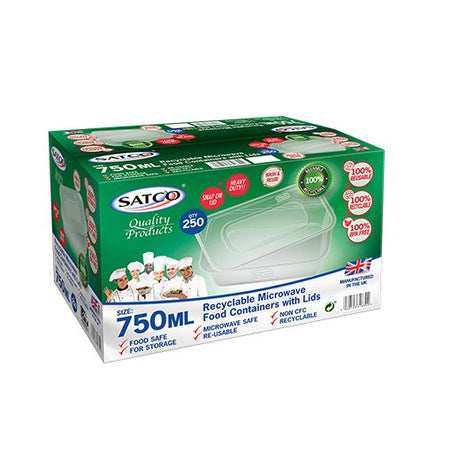 Satco Plastics Micro Container 750Ml With Lids (5x50PCS) - Aytac Foods Wholesale