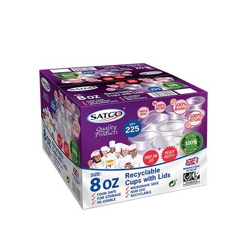 Satco Plastic Micro 8Oz Pots With Lids (9x25PCS)