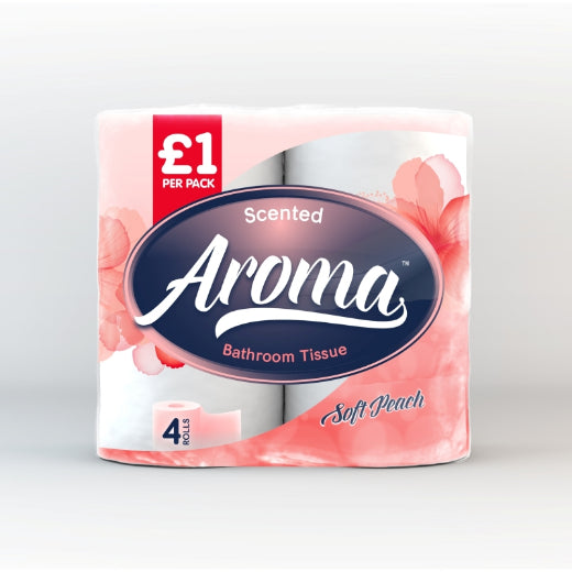 Nova Aroma Toilet Roll - 4 Pack Peach 1.29 Pm (4pcs) x 10 - Aytac Foods Wholesale