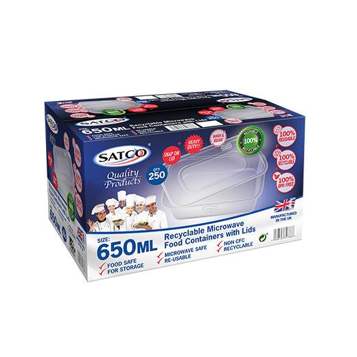 Satco Plastic Micro Container 650Ml With Lids (5x50PCS)