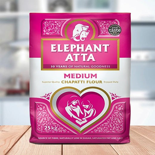 Wm Elephant Atta Medium 25Kg Pm £18.29 (25KG) x 1 - Aytac Foods Wholesale