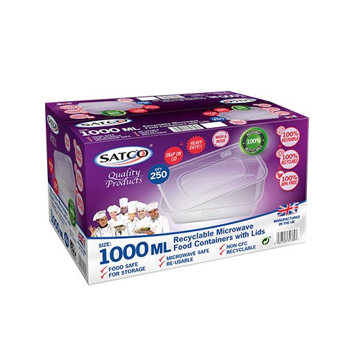 Satco Plastic Micro Container 1000Ml With Lids (5x50PCS)