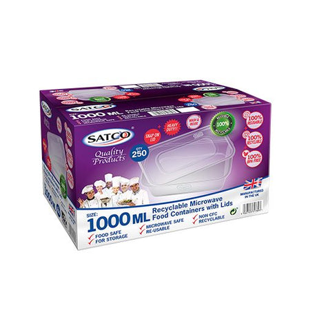 Satco Plastic Micro Container 1000Ml With Lids (5x50PCS) - Aytac Foods Wholesale