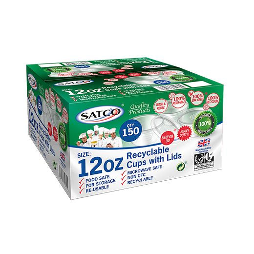 Satco Plastic Micro 12Oz Pots With Lids (6x25PCS)