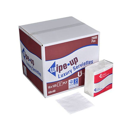 Up 40X40Cm 2Ply 4-Fold Luxury Serviettes-Wipe Up 125Pcs - Aytac Foods Wholesale