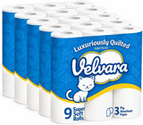 Velvara Toilet Tissue 3PLY 9 Rolls (80GR) (Pack of 5)