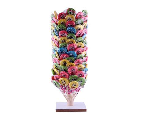 Candy Fox Lollipop With Wooden Stand Smiley Face 150 pcsx1 - Aytac Foods Wholesale