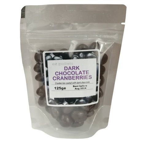 Eat Goodness Dark Chocolate Cranberries - 125GRx12 - Aytac Foods Wholesale