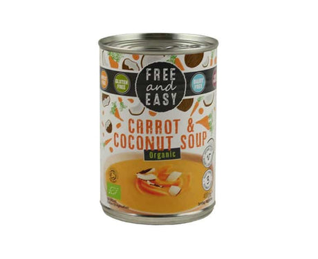 Free And Easy Organic Carrot & Coconut Soup 400Gx6 - Aytac Foods Wholesale