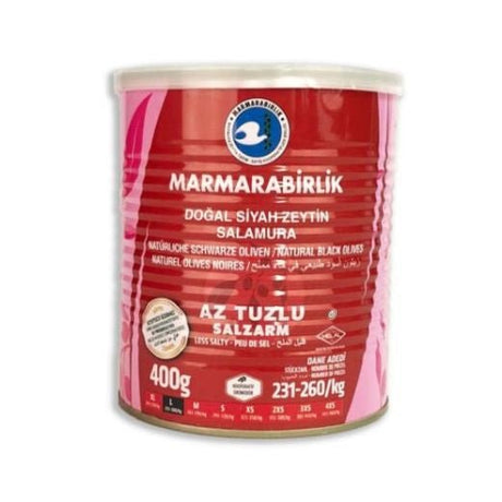 Mar B. Dogal Black Olives Salamura Az Tuzlu [L] [231-260] 400Gx6 - Aytac Foods Wholesale
